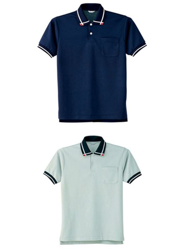 介護 半袖ポロシャツ[児島/6662]ライン/吸汗速乾/男女兼用