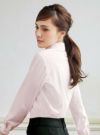 事務服 長袖ブラウス[神馬本店/SA051B]無地/ニット/ストレッチ