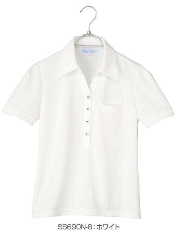 事務服 半袖カットソー[神馬本店/SS690N]無地/吸汗速乾