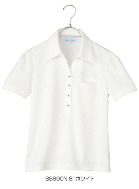 事務服 半袖カットソー[神馬本店/SS690N]無地/吸汗速乾