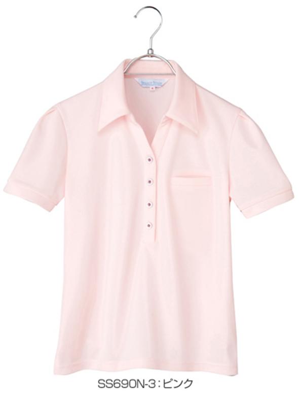 事務服 半袖カットソー[神馬本店/SS690N]無地/吸汗速乾