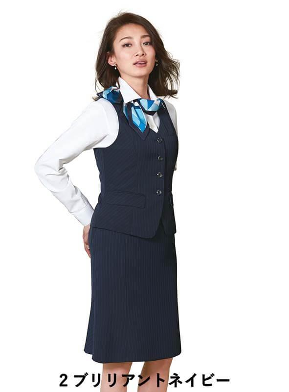 事務服 マーメイドラインスカート[カーシー/EAS-647]ストライプ/ストレッチ