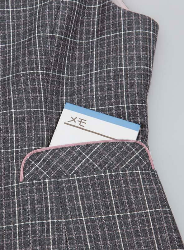 事務服 ベスト[カーシー/EAV-483]ツイード風/チェック/パイピング