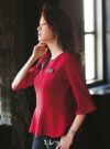 事務服 七分袖プルオーバー[カーシー/EWT-631]無地/ニット/ストレッチ