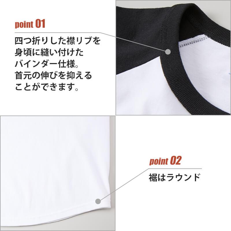 5.6オンス ラグラン3/4スリーブTシャツ[キャブ/5045-01]（S-XL）