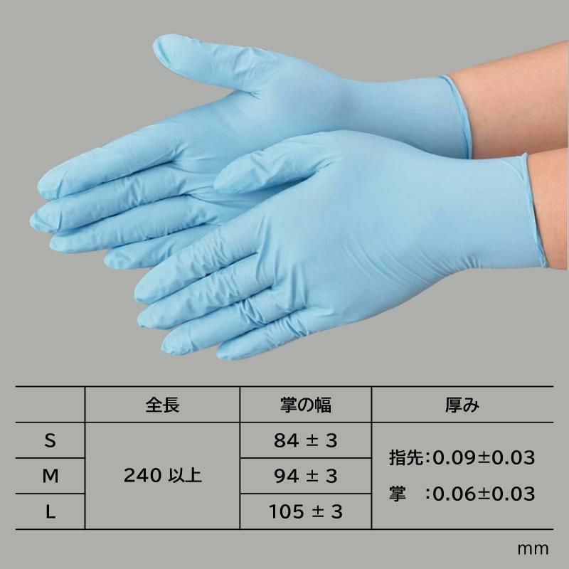 使い捨て手袋 ニトリルNET ブルー パウダーフリー（100枚入）[エブノ 