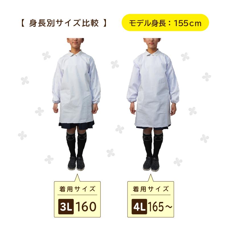 《新型オリジナル》給食白衣 割烹着C型 605 (90-3L）