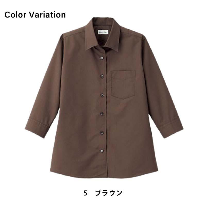 レディス開襟七分袖ブラウス [FB4039L/ボンマックス]（5-17号）