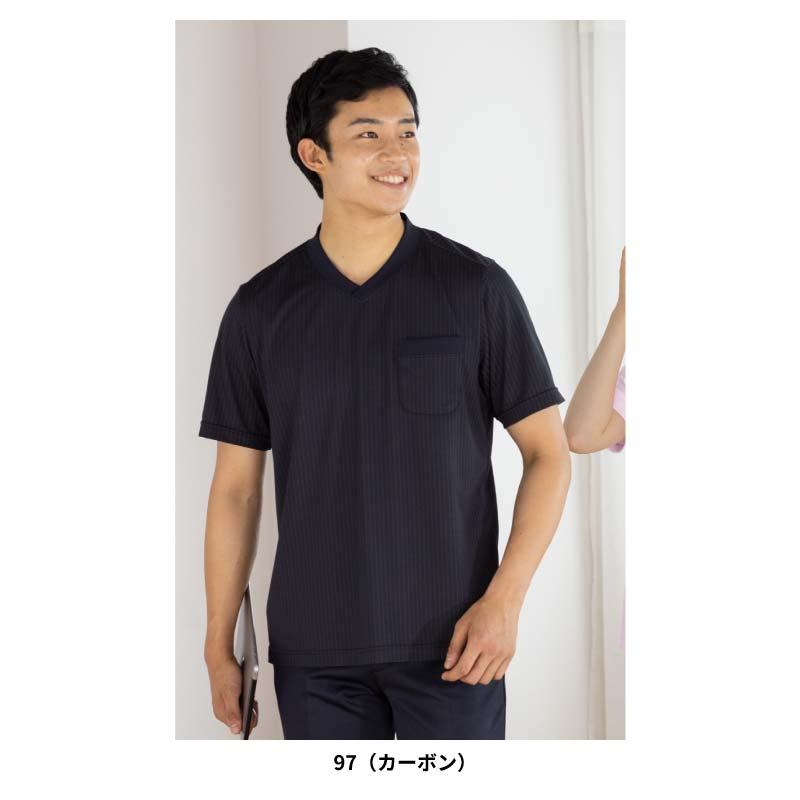 ストライプVネックTシャツ 男女兼用[7054/シャロレー]（4L-5L）