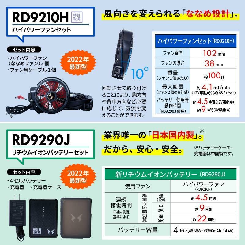 ファン付き作業着 空調風神服 ベスト＋ファン＋バッテリーセット[EBA5059/RD9210H/RD9290J/ビッグボーン]【2022年版セット】