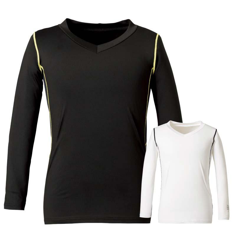 Vネック長袖コンプレッション 男性用[RC3905/ボンマックス]（S-XL）