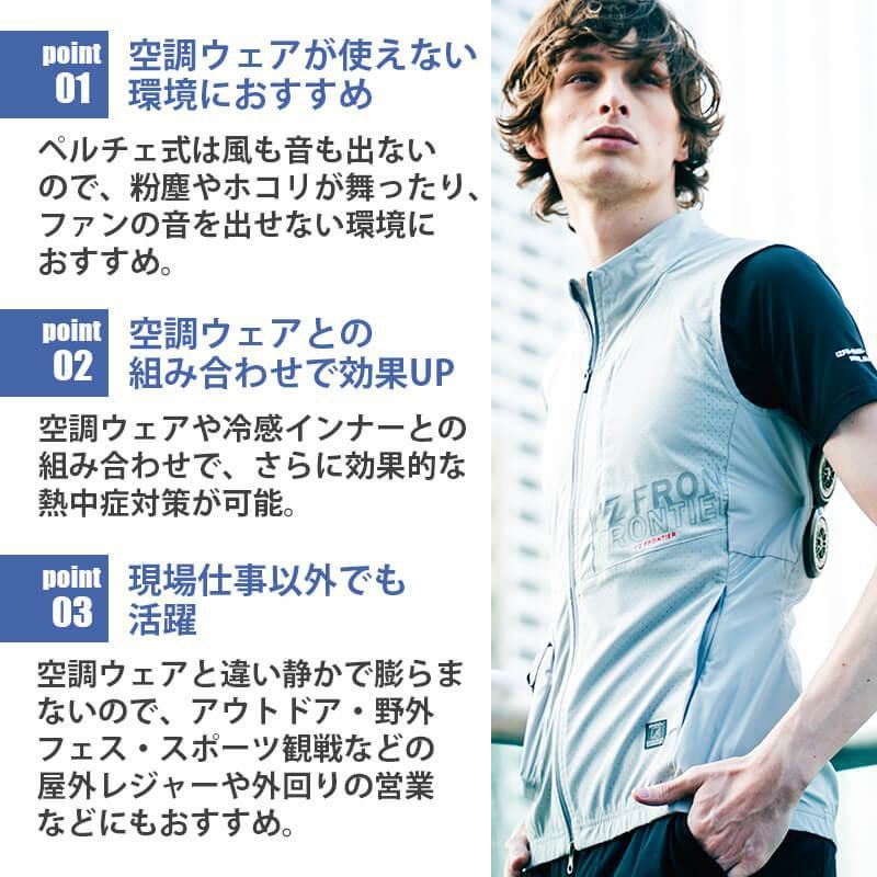 冷却ペルチェ専用ワークベスト+ペルチェデバイス(タイプ4)+バッテリー