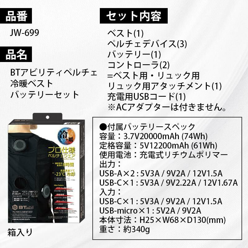 楽天市場】おたふく手袋 【BT ABILITY】 ペルチェ冷暖ベスト JW